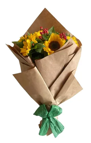 RAMO DE 12 GIRASOLES EN PAPEL KRAFT