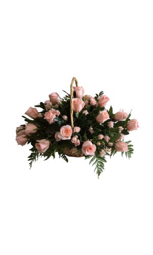 CANASTA CON ROSAS Y MINI ROSAS